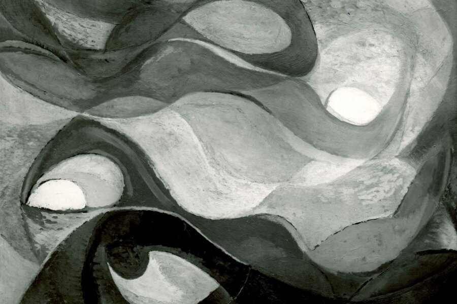 Jánuš Kubíček, Pohyb ve vodě 3, 1963, olej, sololit; dílo nebylo vystaveno